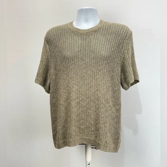 ABERCROMBIE & FITCH Men's taupe open knit crewneck sweater size M - Picture 7 of 14